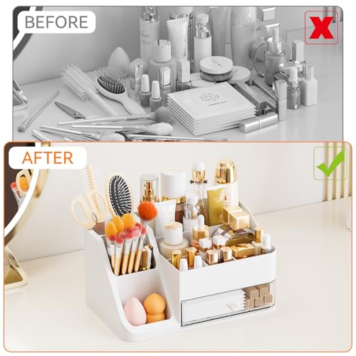 Yieach Large White Makeup Organizer with Drawer - Skincare & Beauty Storage