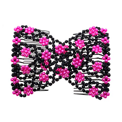 LOVEF 6 Pcs Magic Beaded Double Hair Combs - Assorted Colors