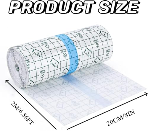 ANAMPION Waterproof Tattoo Aftercare Bandages 8 Inch x 2 Yards - Skin Protecting, Breathable, Flexible Second Skin Cover