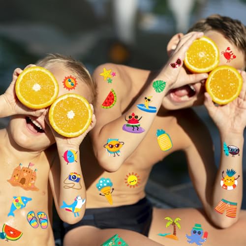 240 Summer Temporary Tattoos for Kids - Hawaiian Luau Party Fun