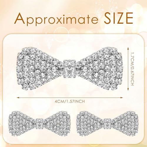 WILLBOND 6 Pcs Mini Rhinestone Hair Clips - Silver Bling Bow Barrettes for Women (Variation: Silver)