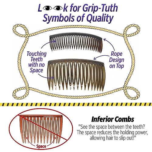 Good Hair Days Grip-Tuth 2.75" Side Combs - Secure Hold, 2 Pack