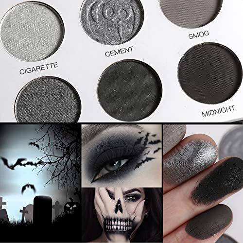 Afflano Goth Eyeshadow Palette Grey - Smokey, Dark Gothic Eye Makeup for Halloween