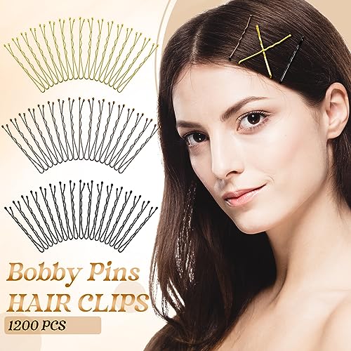 1200 Pcs Hair Pins Set - Invisible Wavy Bobby Pins for Women, Non-Slip Hair Clips, 2 Inch, Multi-Color