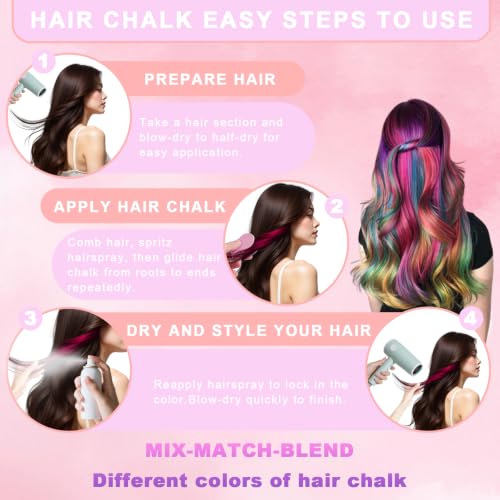 HULYHDP 10-Color Washable Temporary Hair Chalk for Kids & Adults, Safe & Non-Toxic, Perfect for Parties & Cosplay