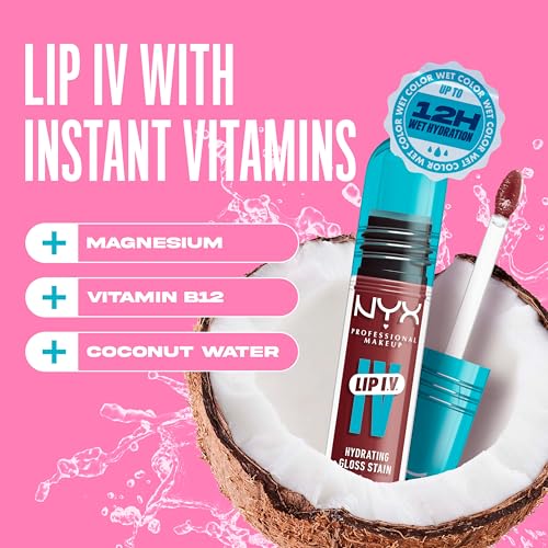 NYX Lip IV Hydrating Glossy Lip Stain - Drippin In Rose, 12HR Hydration