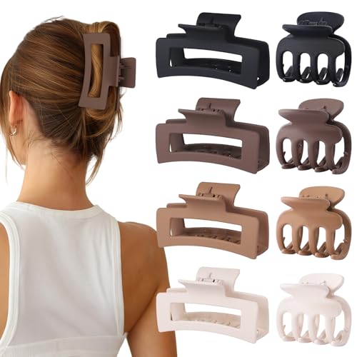 8 Pcs Durable Hair Claw Clips Set for Thick & Curly Hair