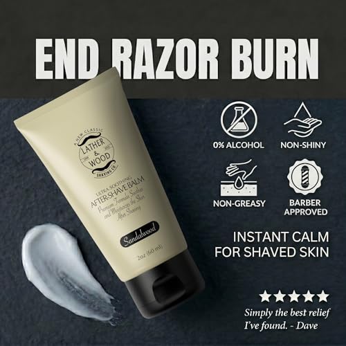 Best After-shave Balm, Sandalwood Scent, Premium Aftershave Lotion, Soothes and Moisturizes Face after shaving, Does Not Dry The Skin, Eliminates Razor Burn For A Silky Smooth Finish ¡¦