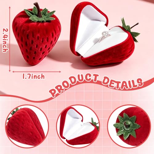 Wowagoga Strawberry Ring Box | Cute Velvet Jewelry Storage