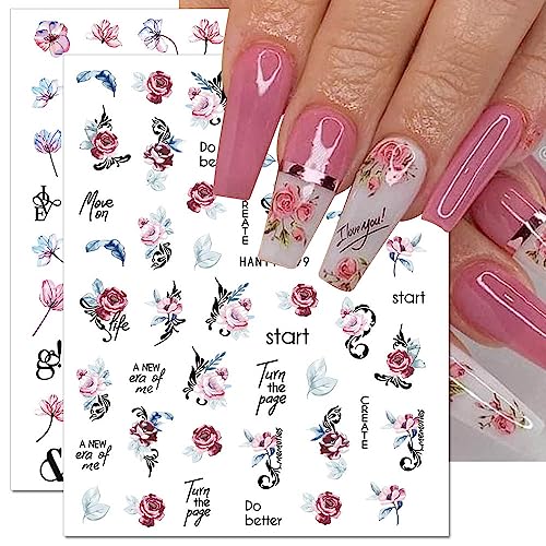 Dornail 8 Sheets 3D Floral Nail Stickers for DIY Nail Art Spring & Summer