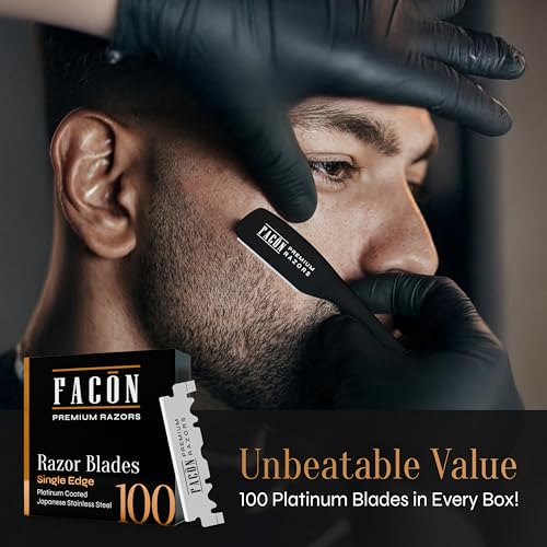 Facón Professional Straight Edge Razor Kit with 100 Platinum Blades