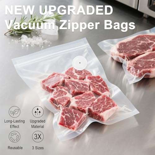 MEGAWISE Reusable Vacuum Zipper Bags - 20 Pack, 8.5x8.5in, BPA Free