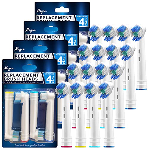 Alayna 3D Whitening Replacement Brush Heads for Oral-B, 16-Pack