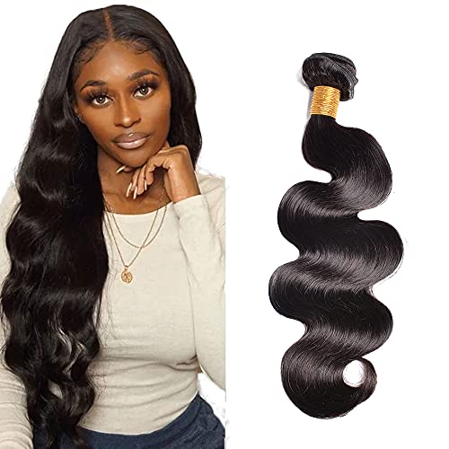 GtaiiReu 10 Inch Natural Black Body Wave Human Hair Extensions - Double Weft Brazilian Virgin Hair, 100g Bundle