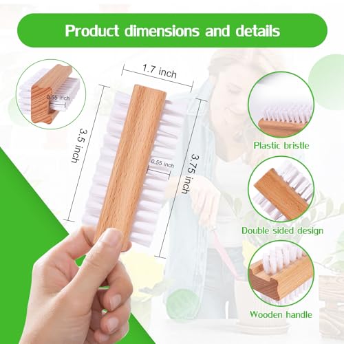 SAMEBUTECO Dual-Sided Wooden Nail Brush Set - 2 Pack