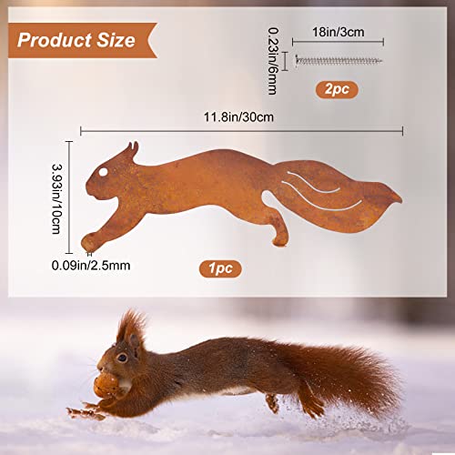 Rusty Metal Squirrel Garden Decor - Elegant Running Sculpture