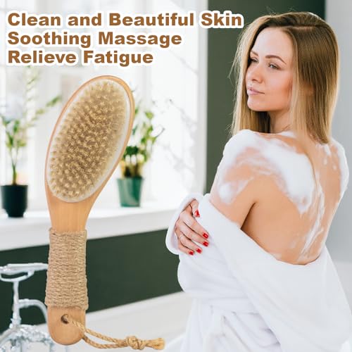 9.8" Natural Bristle Body Brush with Anti-Slip Handle