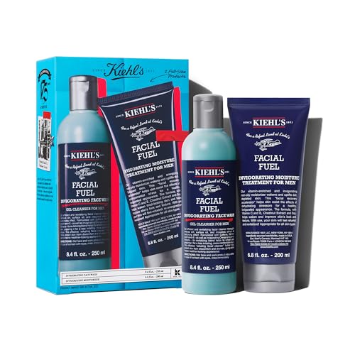 Kiehl's Men's Skincare Routine Gift Set, $80 Value, Includes Facial Fuel Moisturizer and Cleanser, Face Wash to Cleanse, and Cream to Moisturize Skin, With Caffeine and Vitamin C, for All Skin Types
