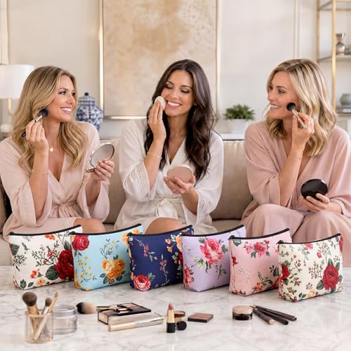Kacctyen 9-Piece Vintage Floral Cosmetic Bag Set for Travel
