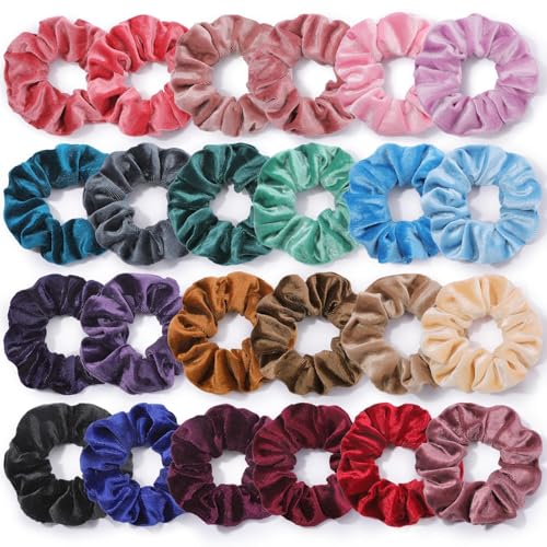 OCATO 24-Piece Velvet Hair Scrunchies Set - Soft Elastic Hair Ties for Women