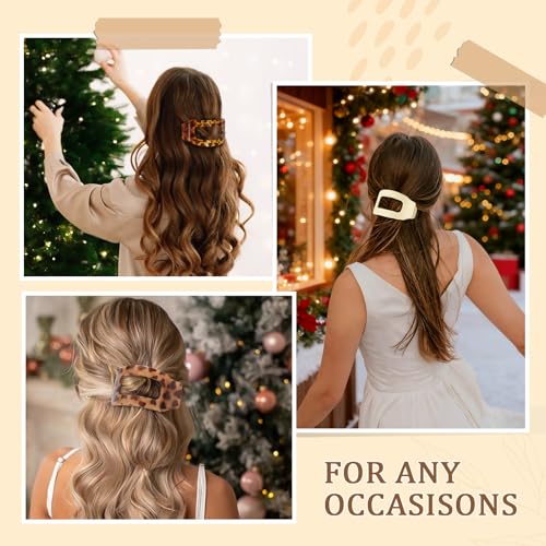 Phyzylvia 6Pcs Large 4.13in Flat Hair Clips – Tortoise Shell