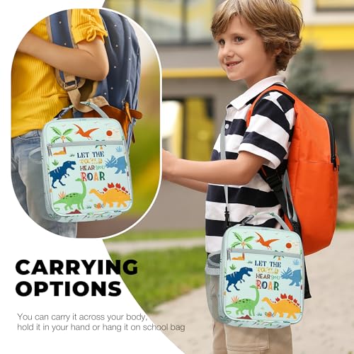 Clastyle Dinosaur Insulated Lunch Bag for Kids - Green Cooler Tote
