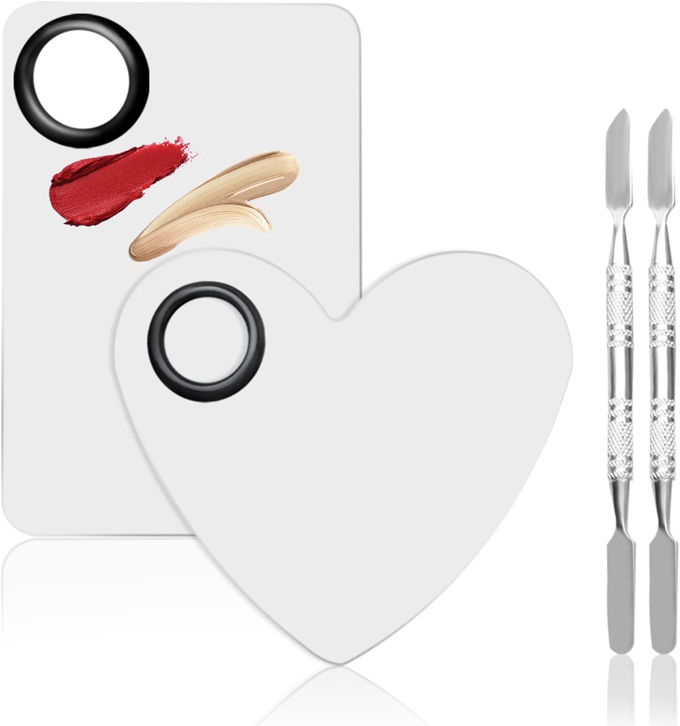 Makeup Mixing Palette Set - Stainless Steel Foundation & Eye Shadow Mixer with Spatula | 2-in-1 Design