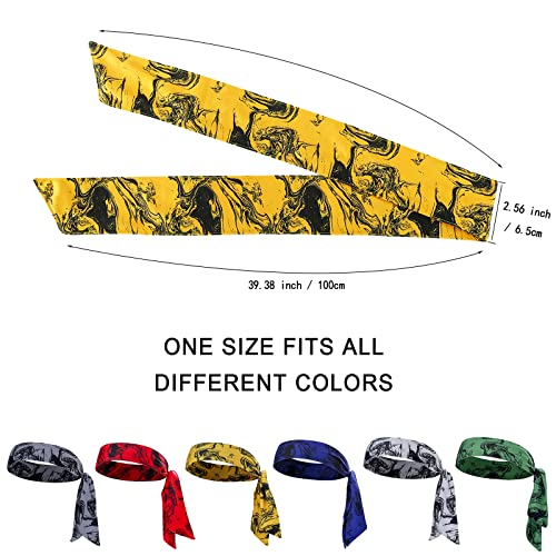 ONEYE Tie Headband Sweat Bands - Adjustable, Breathable, Ninja Print - 6 Pack for Sports & Workouts