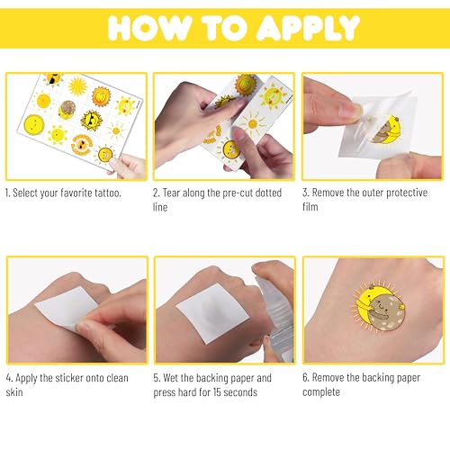 60 PCS Sunshine Temporary Tattoos for Kids - Boho Party Favors