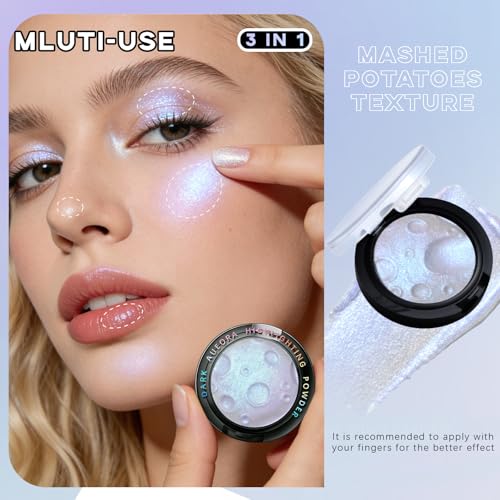 Noerrors Blue Chameleon Holographic Highlighter & Eyeshadow Palette, Multichrome Eye Makeup