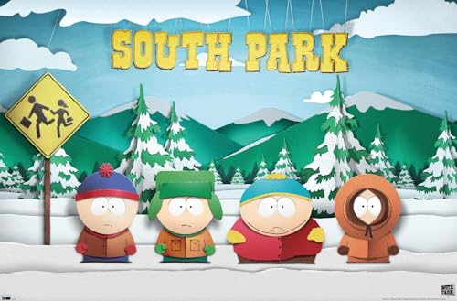 South Park Bus Stop Wall Poster - 34" x 22" - Unframed Art