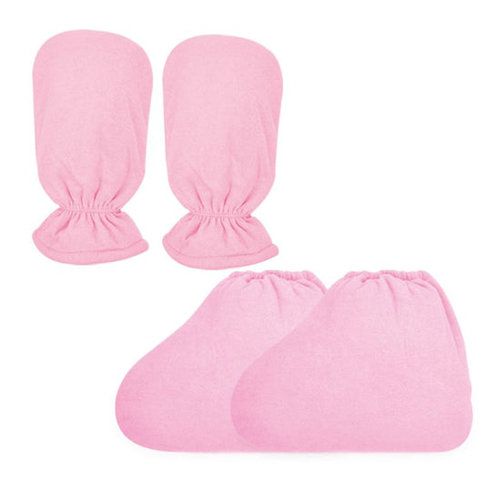 Paraffin Wax Bath Terry Cloth Gloves & Foot Liners, Paraffin Wax Machine Heated SPA Mittens Foot Liners, Thick Heat Hand Feet Treatment Insulated Mitt Spa Feet Cover Great for Men Women (Blue)