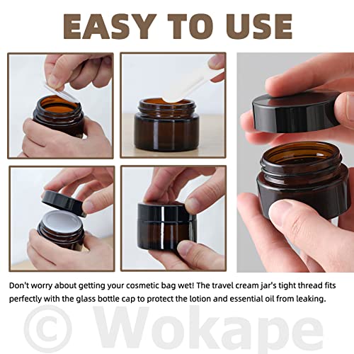 Wokape 40-Piece Amber Glass Jar Set with Lids and Spatulas for Cosmetics