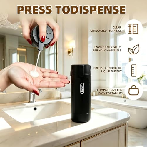 JQFORUIH 4-in-1 Travel Dispenser Bottle Set Black – Leakproof Refillable Toiletries Containers, TSA Approved