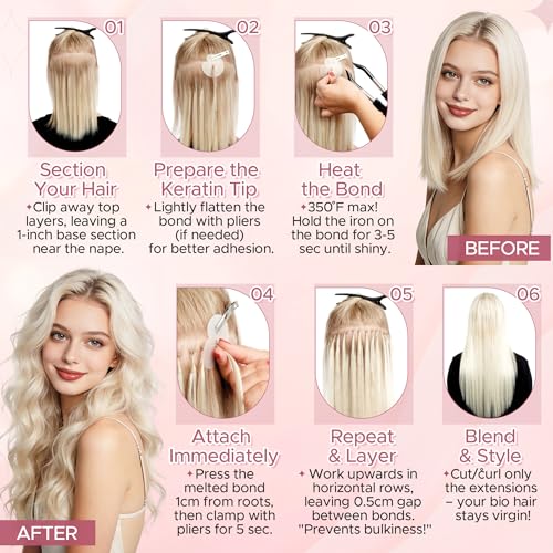 SEGO 14 Inch Real Human Hair U Tip Hair Extensions #18P613