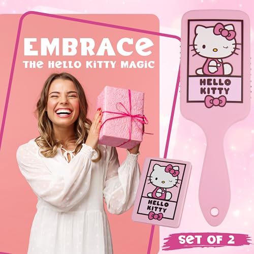 Hello Kitty Detangling Hair Brush & Compact Mirror Set