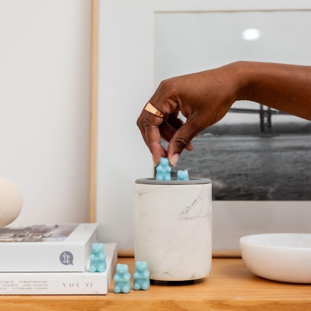 Happy Wax Marble Mini Mod Warmer for Scented Wax - Small Tabletop with Timer - Electric, Ceramic with Removable No Mess Silicone Dish