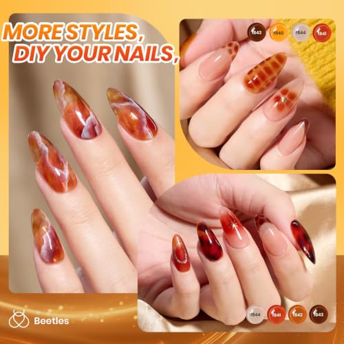 Beetles Fall Gel Polish Set - 6 Trendy Colors with Blooming Gel