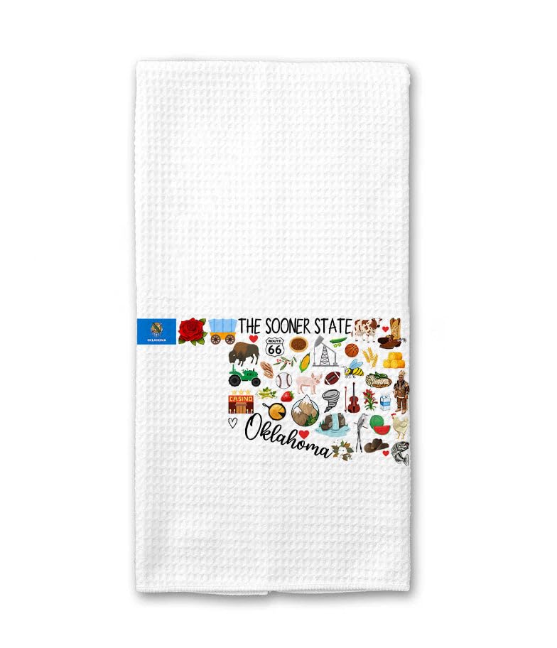 Oklahoma State Map Kitchen Towel - Soft Absorbent Tea Towel
