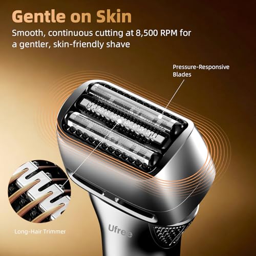Ufree Electric Foil Shaver for Men, Wet & Dry Cordless Razor with Trimmer