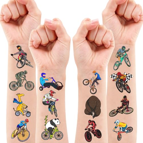 96 Pack Bike Temporary Tattoos for Kids and Adults - Party Favors & Decorations