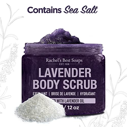 Lavender Body Scrub - Gently Exfoliates & Moisturizes Skin, 12 Oz