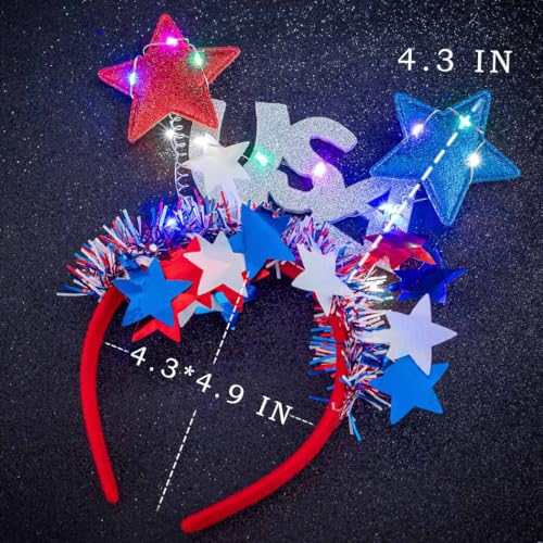 Light Up 4th of July Headband with LED Stars - Style B