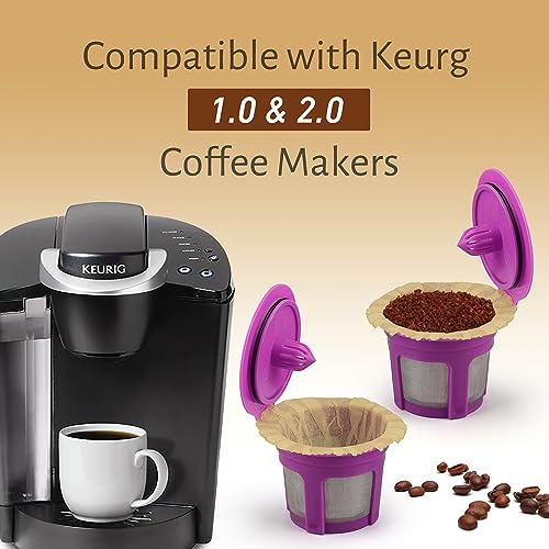 Natural Disposable Coffee Filters with 2 Reusable K Cups for Keurig