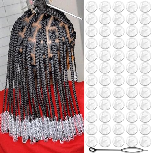 NAISKA 60Pcs Clear Acrylic Hair Beads for Kids - Cute Dreadlock & Braid Accessories