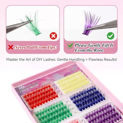 240 Pcs Colored Lash Clusters - 3D Faux Mink Eyelashes