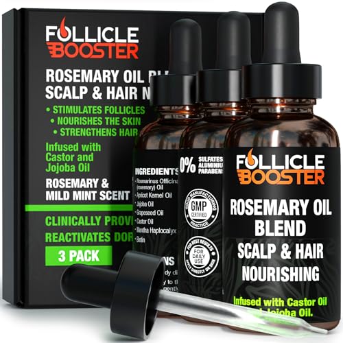 Rosemary Oil Blend for Hair Growth - 2 Fl Oz (Pack of 3) | Nourishing Castor & Jojoba Oils