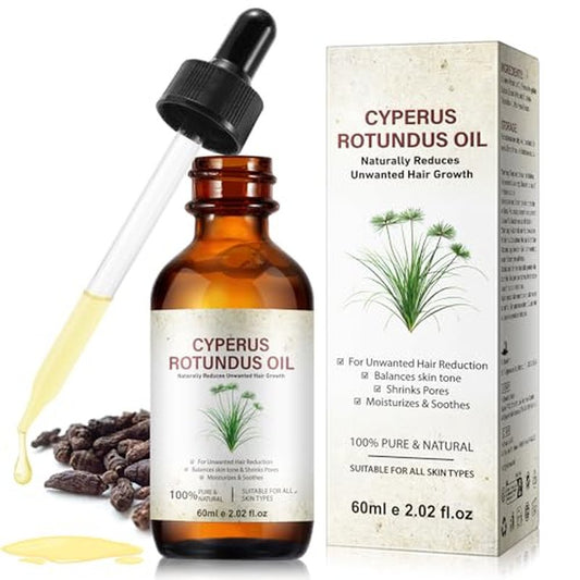 Cyperus Rotundus Oil Hair Removal, Natural for Reducing Body Hair Growth, Shrink Pores, Moisturizes & Soothes The Skin - 60ml