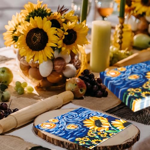 Whaline 50Pcs Sunflower Paper Napkins - Summer Starry Night Design