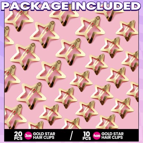 YGDZ 30 PCS Gold Star Hair Clips Set - Y2K Hair Accessories